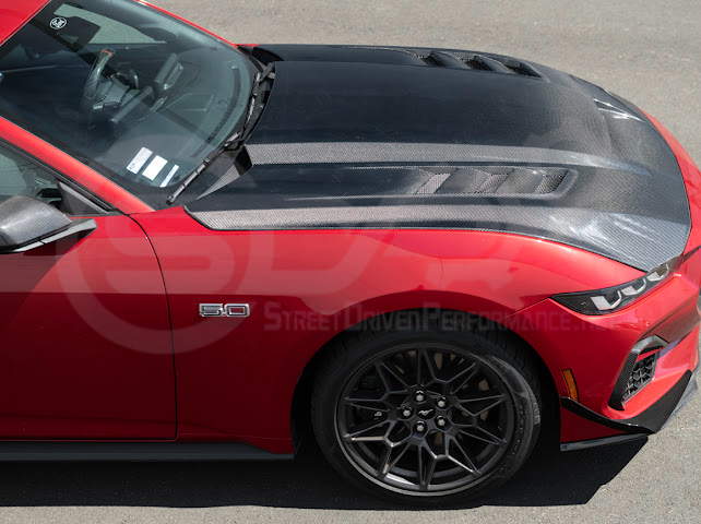 2024-Up Ford Mustang S650 | Terminator Style CARBON FIBER Front Vented Hood